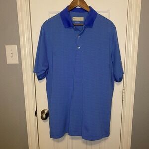 Donald Ross Mens Blue Striped Golf Polo Shirt Cliffs Resort Embroidered Logo L